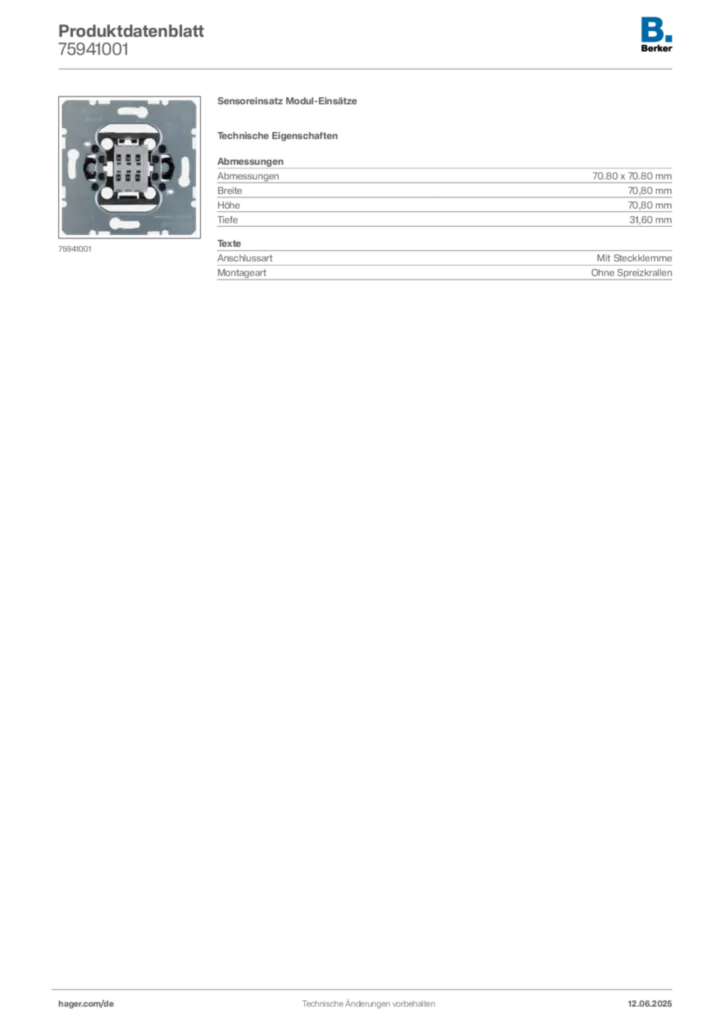 Berker Produktdatenblatt 75941001