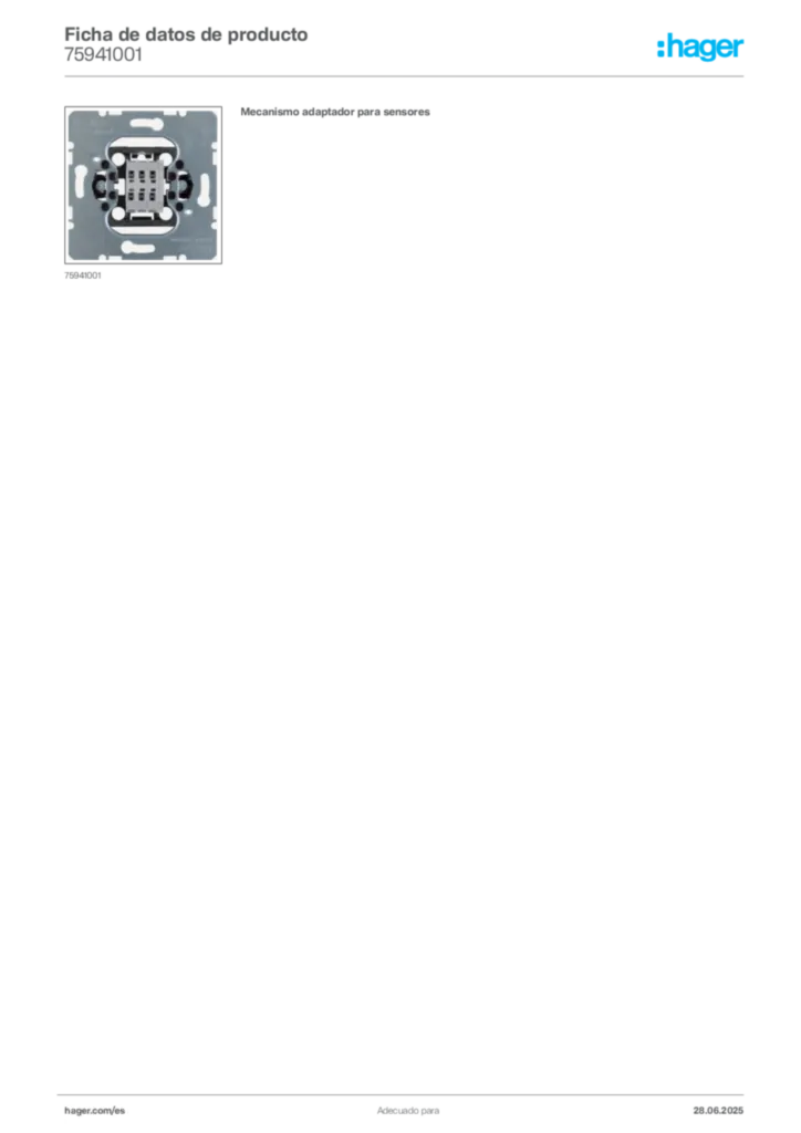 Imagen Hager Ficha de datos de producto 75941001 | Hager España