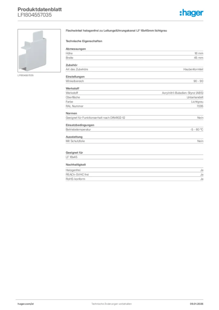 Bild Hager Produktdatenblatt LF1804557035 | Hager Deutschland