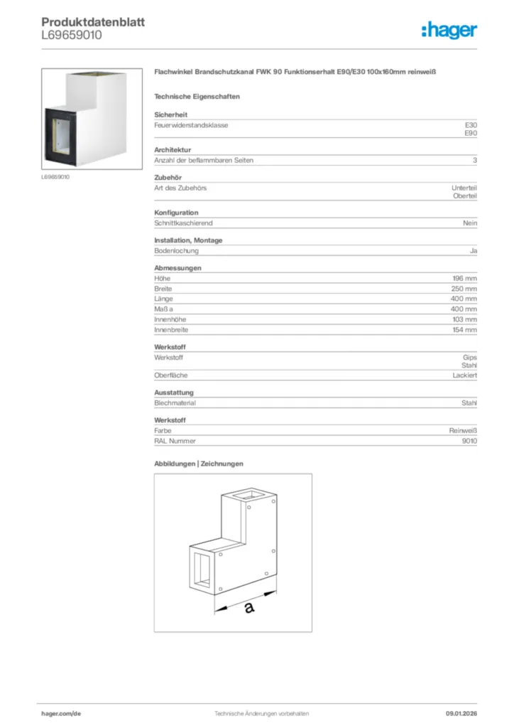 Bild Hager Produktdatenblatt L69659010 | Hager Deutschland