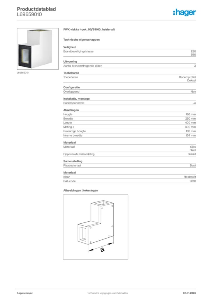 Afbeelding Hager Productdatablad L69659010 | Hager Nederland