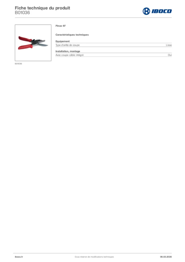 Image Iboco Fiche technique du produit B01036 | Hager France