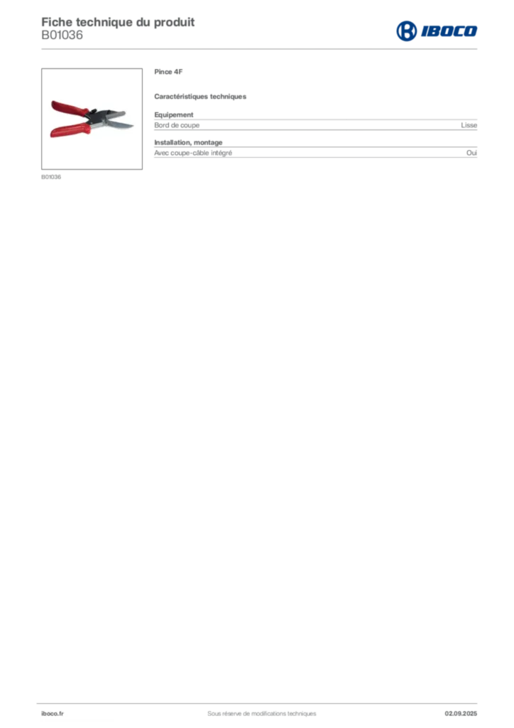 Image Iboco Fiche technique du produit B01036 | Hager France