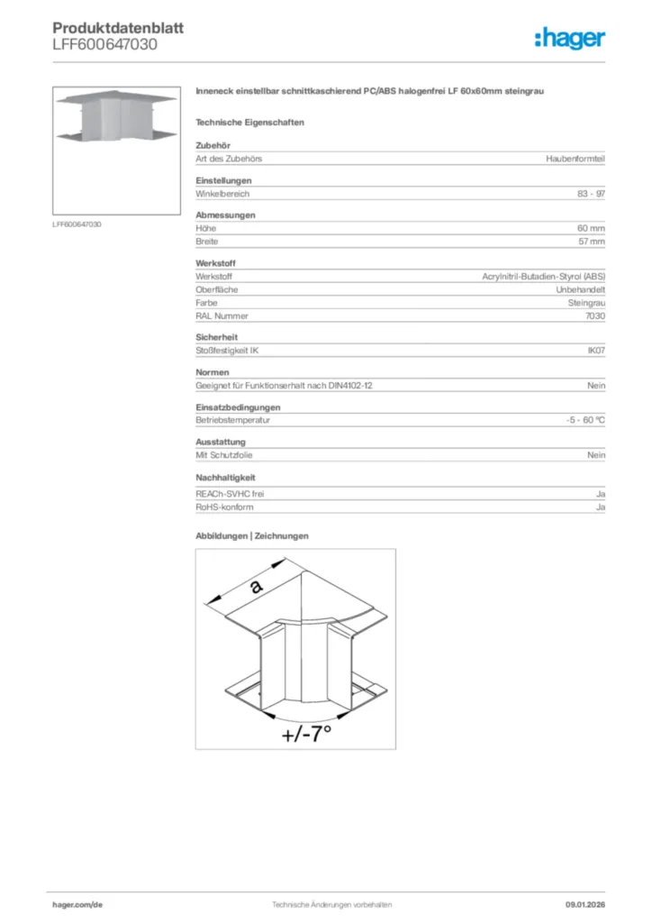 Bild Hager Produktdatenblatt LFF600647030 | Hager Deutschland