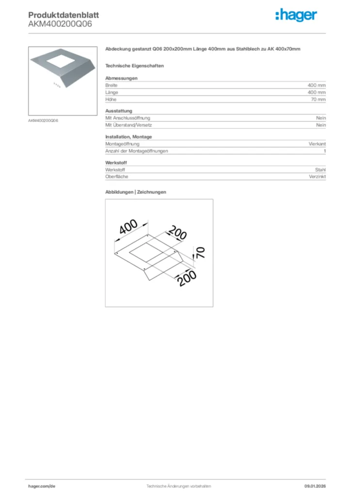 Bild Hager Produktdatenblatt AKM400200Q06 | Hager Deutschland