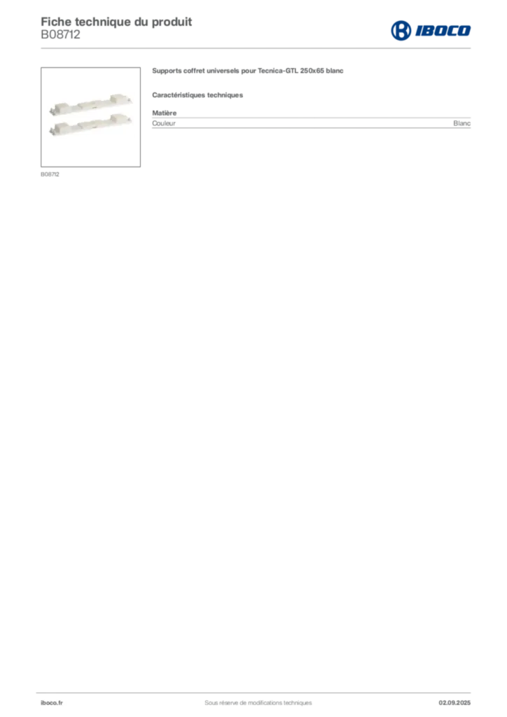 Image Iboco Fiche technique du produit B08712 | Hager France