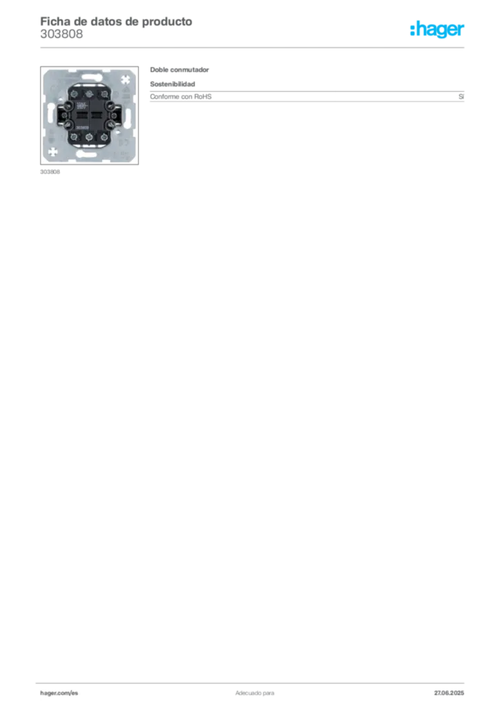Imagen Hager Ficha de datos de producto 303808 | Hager España