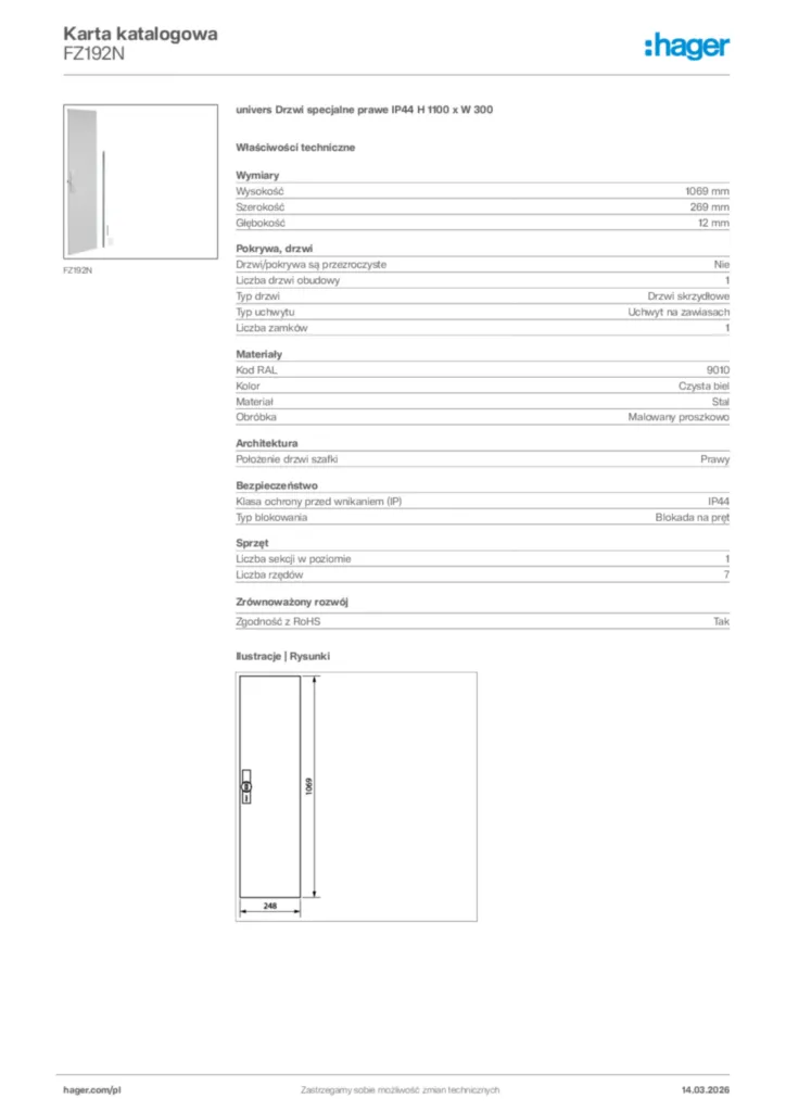 Zdjęcie Hager Karta katalogowa FZ192N | Hager Polska