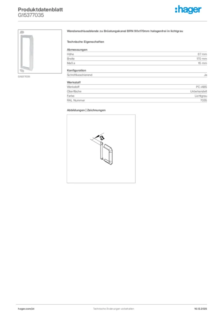 Bild Hager Produktdatenblatt G15377035 | Hager Deutschland