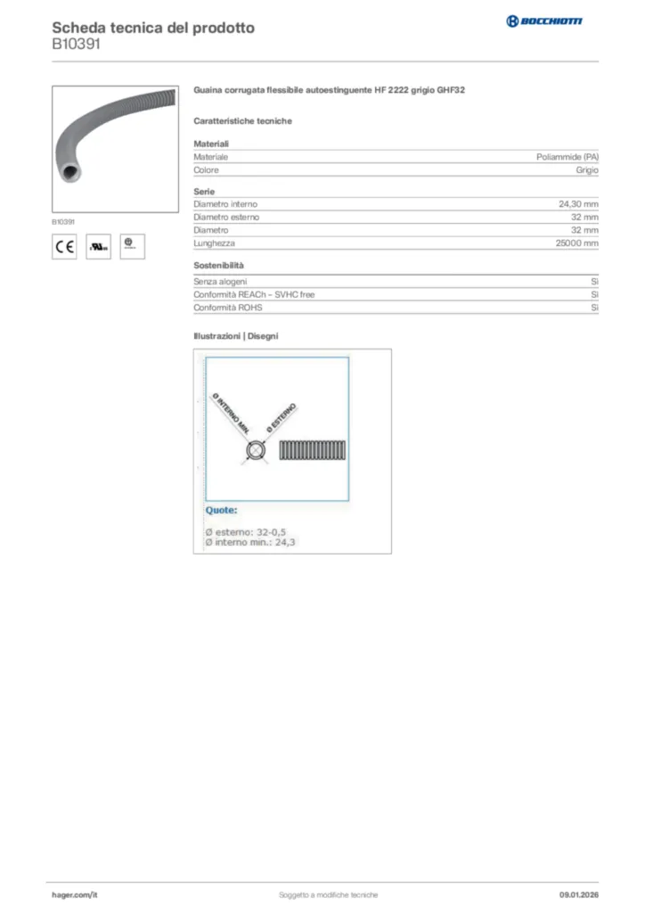 Immagine Bocchiotti Scheda tecnica del prodotto B10391 | Hager Italia