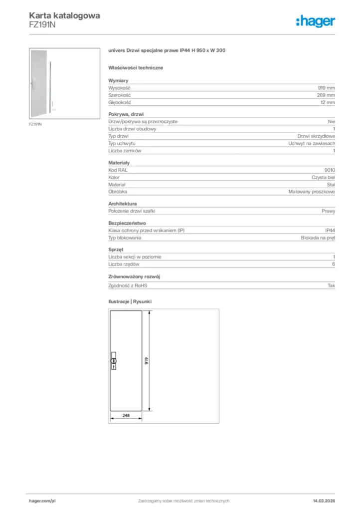 Zdjęcie Hager Karta katalogowa FZ191N | Hager Polska