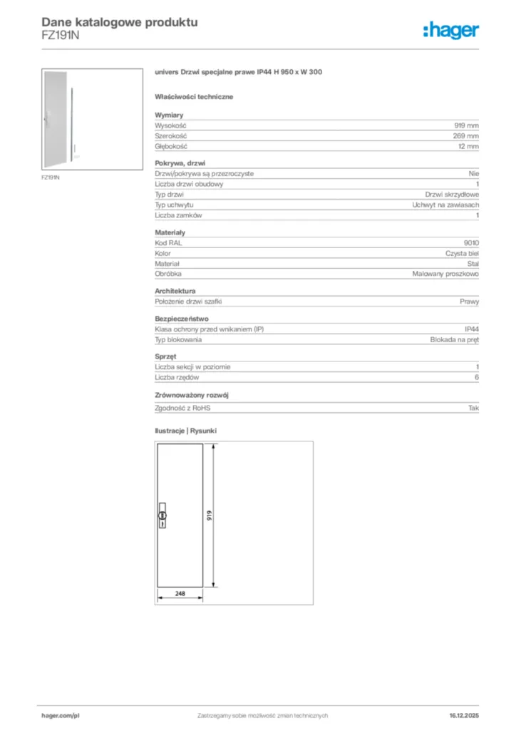 Zdjęcie Hager Karta katalogowa FZ191N | Hager Polska