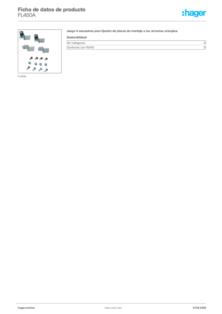 Imagen Hager Ficha de datos de producto FL450A | Hager España
