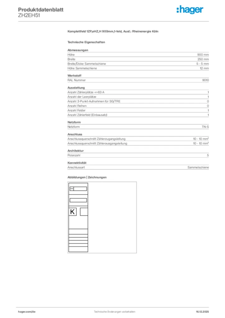 Bild Hager Produktdatenblatt ZH2EH51 | Hager Deutschland