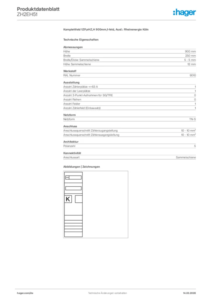 Bild Hager Produktdatenblatt ZH2EH51 | Hager Deutschland