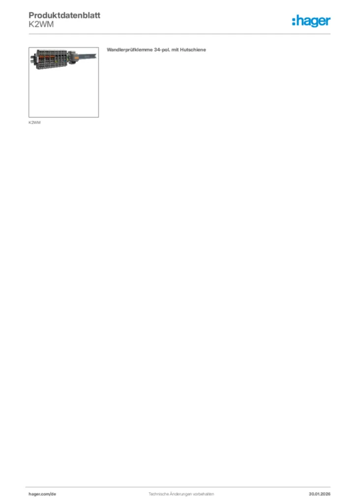 Bild Hager Produktdatenblatt K2WM | Hager Deutschland