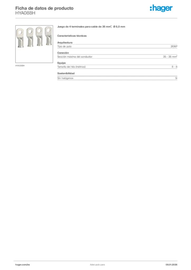 Imagen Hager Ficha de datos de producto HYA088H | Hager España