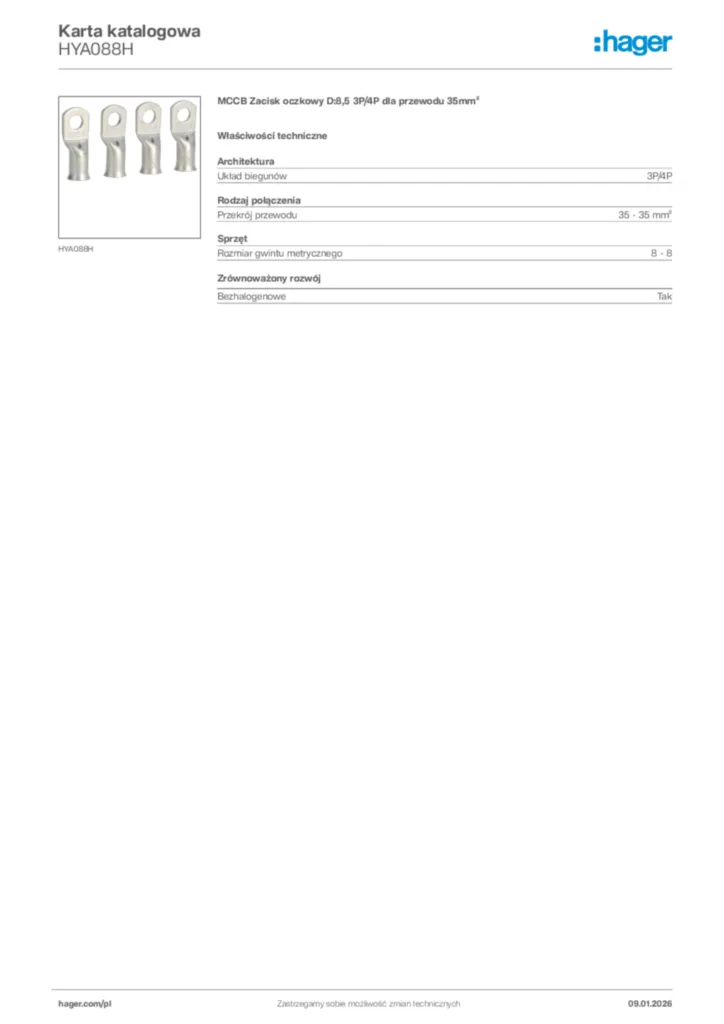 Zdjęcie Hager Karta katalogowa HYA088H | Hager Polska