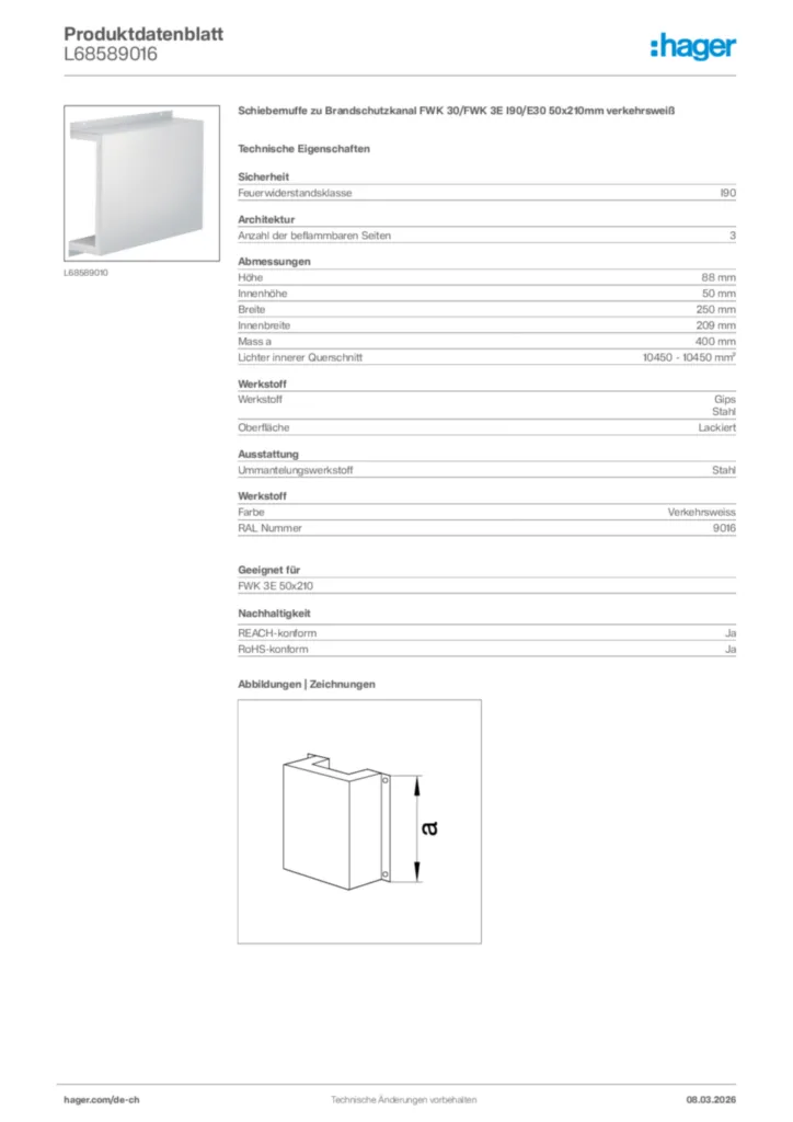Bild Hager Produktdatenblatt L68589016 | Hager Schweiz