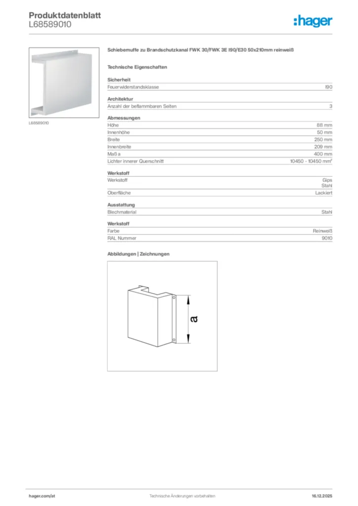 Bild Hager Produktdatenblatt L68589010 | Hager Deutschland