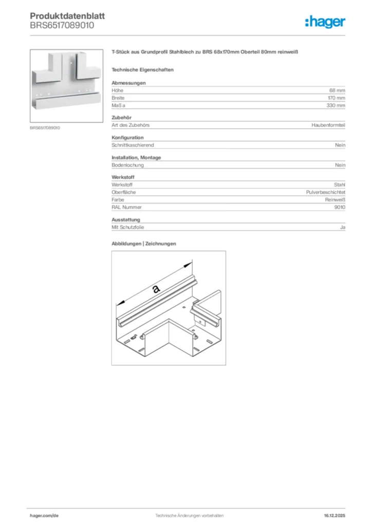 Bild Hager Produktdatenblatt BRS6517089010 | Hager Deutschland