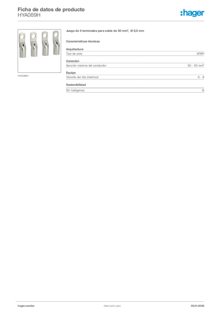 Imagen Hager Ficha de datos de producto HYA089H | Hager España