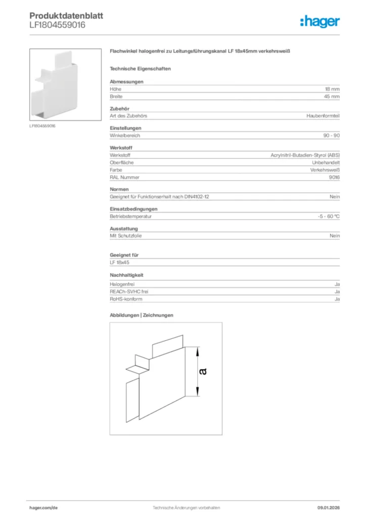 Bild Hager Produktdatenblatt LF1804559016 | Hager Deutschland