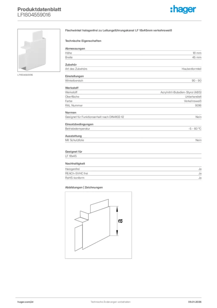 Bild Hager Produktdatenblatt LF1804559016 | Hager Deutschland