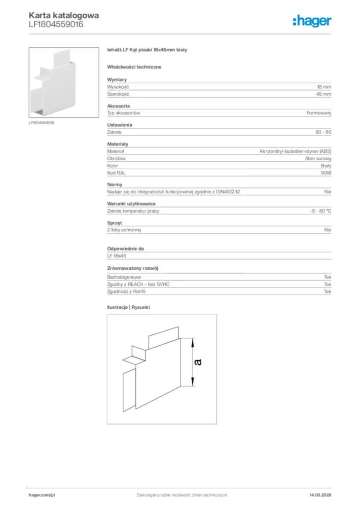 Zdjęcie Hager Karta katalogowa LF1804559016 | Hager Polska
