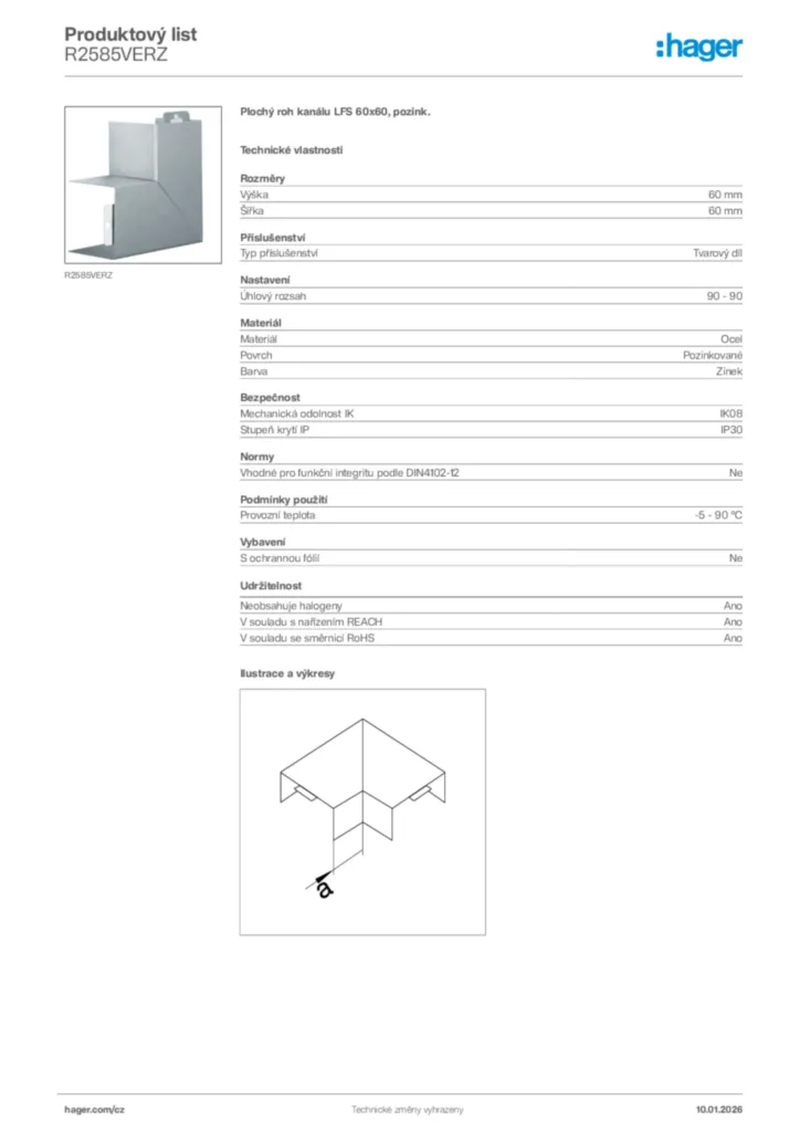 Obrázek Hager Product data sheet R2585VERZ | Hager