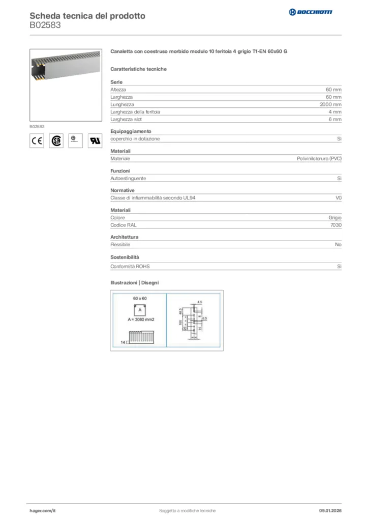 Immagine Bocchiotti Scheda tecnica del prodotto B02583 | Hager Italia