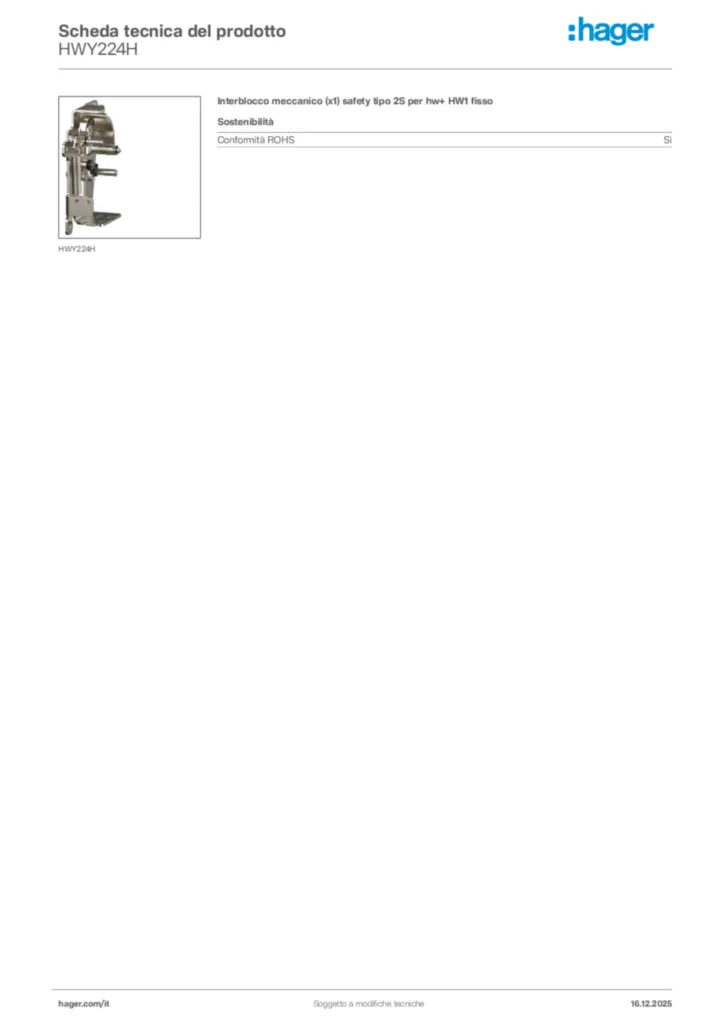 Immagine Hager Scheda tecnica del prodotto HWY224H | Hager Italia