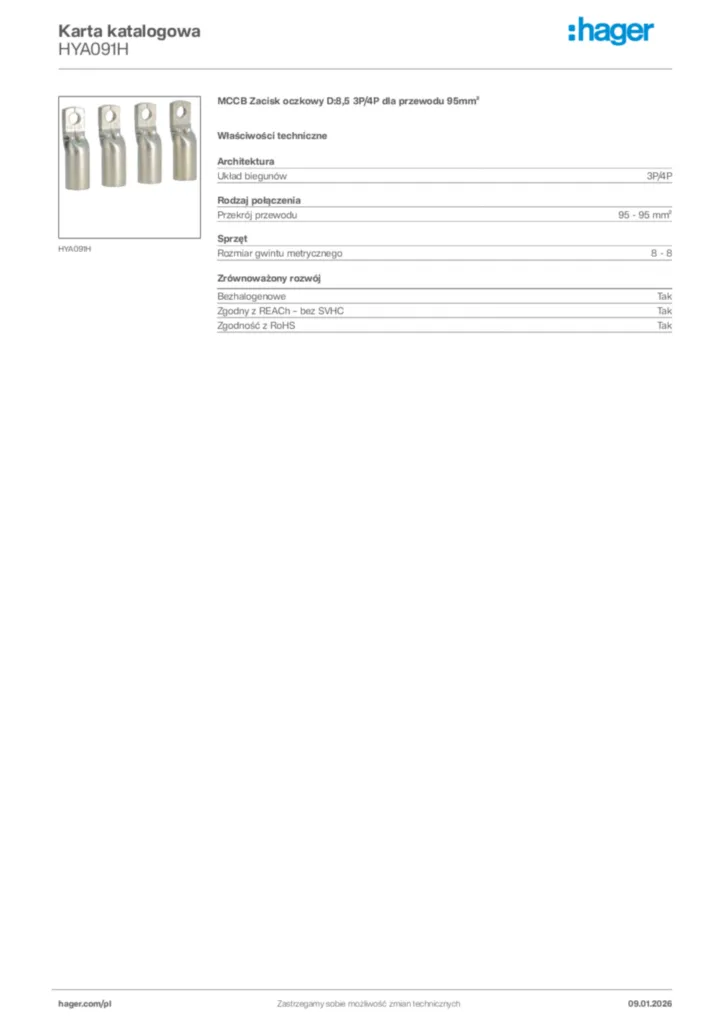 Zdjęcie Hager Karta katalogowa HYA091H | Hager Polska