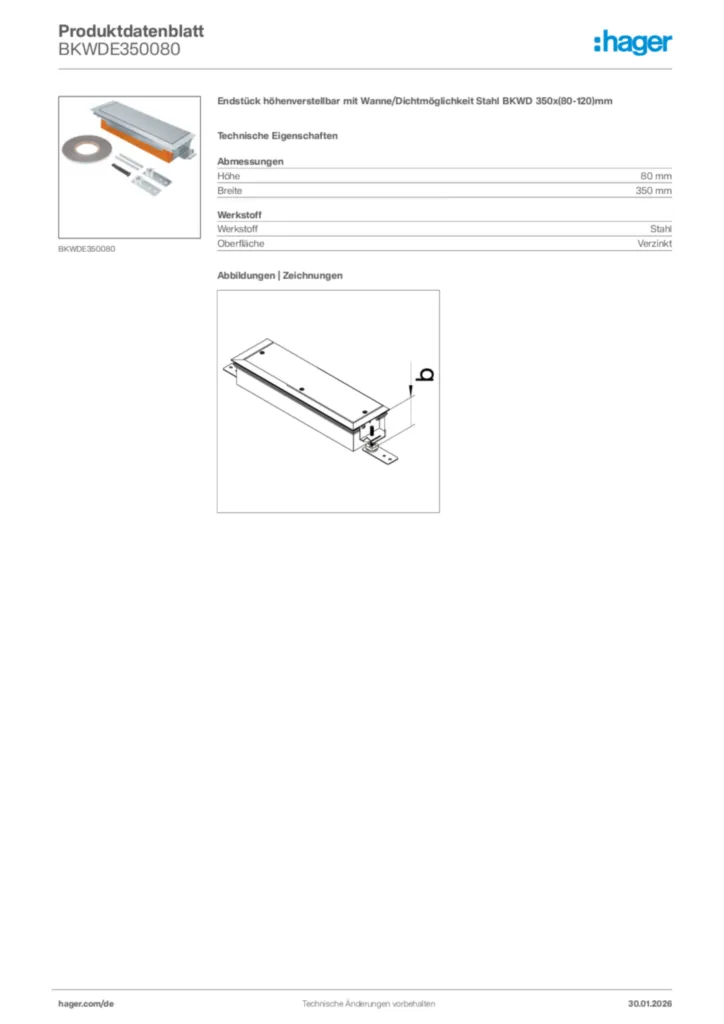 Bild Hager Produktdatenblatt BKWDE350080 | Hager Deutschland