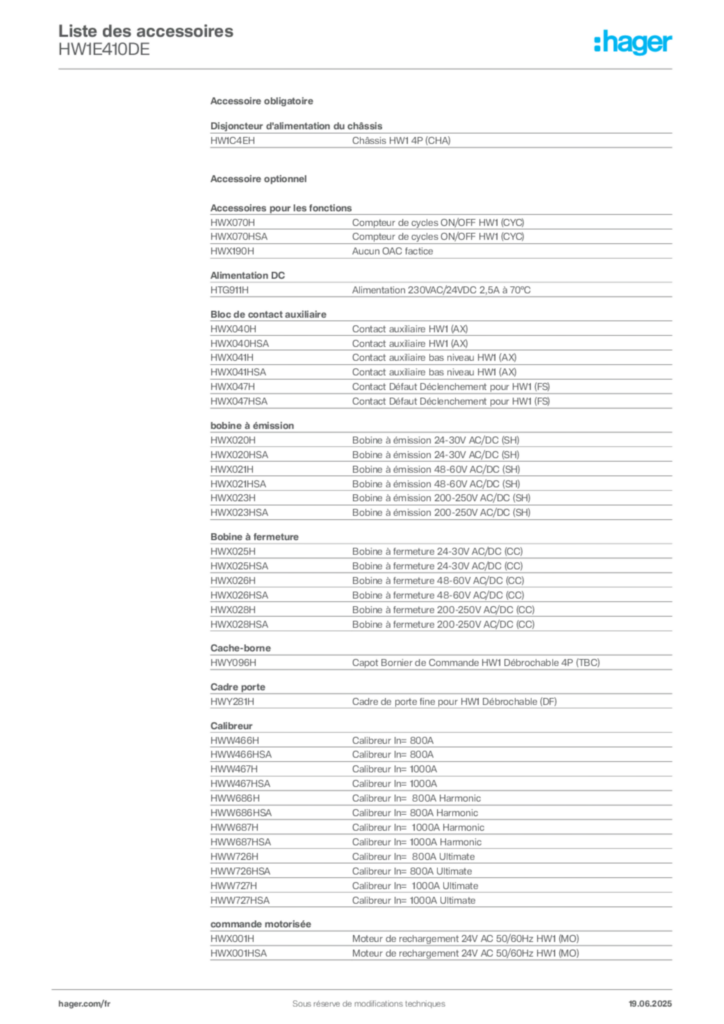 Image Hager Fiche technique du produit HW1E410DE | Hager France