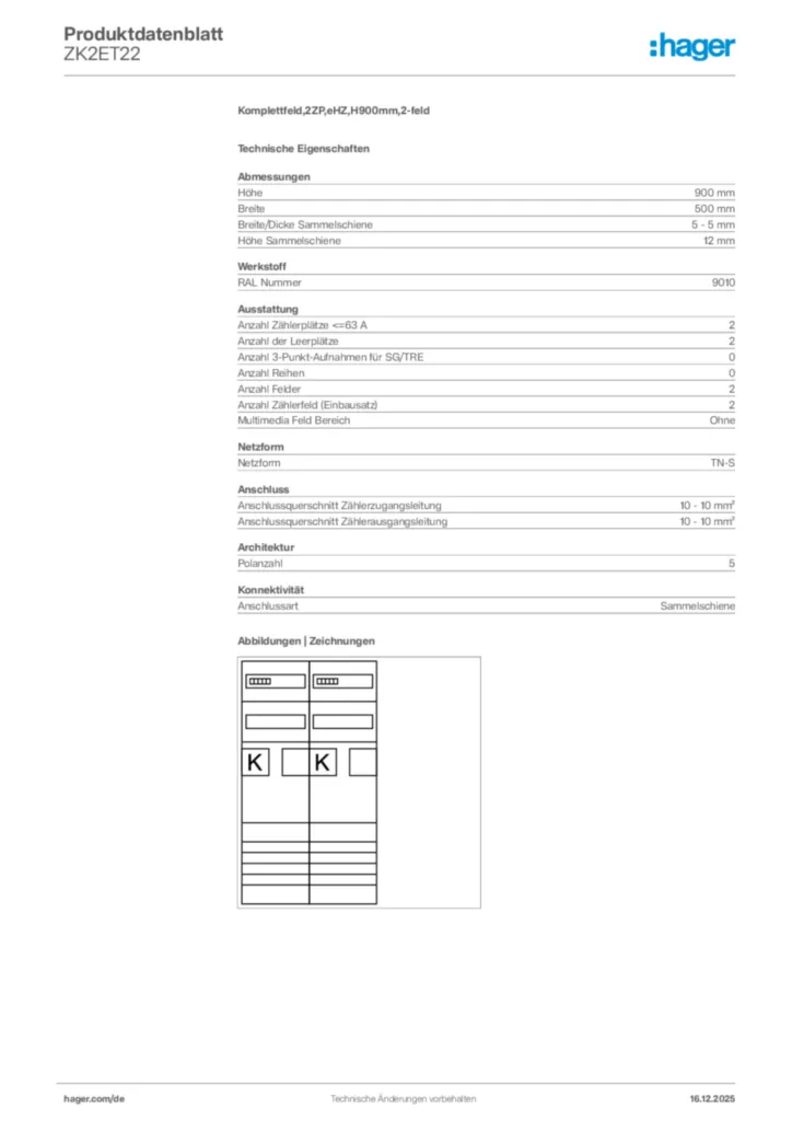 Bild Hager Produktdatenblatt ZK2ET22 | Hager Deutschland
