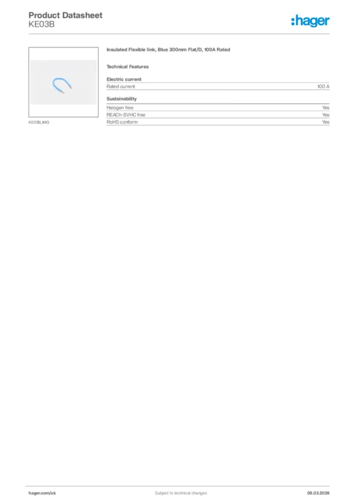 Image Hager Product data sheet KE03B  | Hager