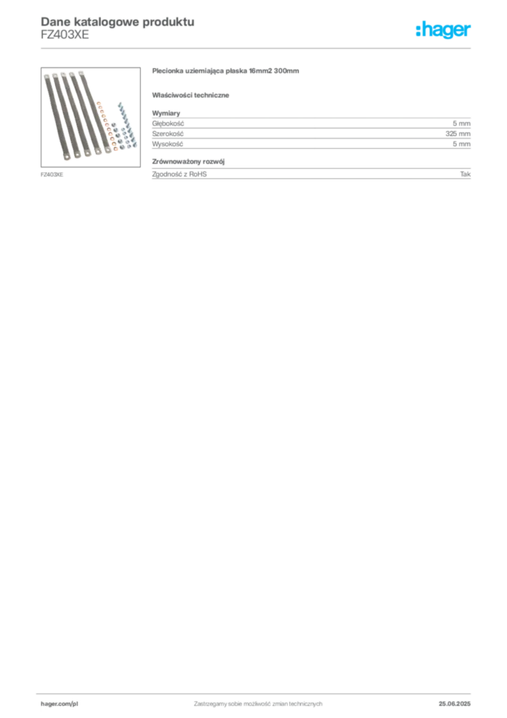 Zdjęcie Hager Karta katalogowa FZ403XE | Hager Polska