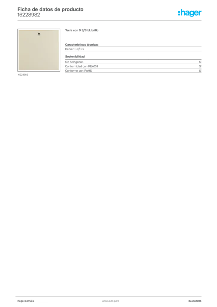 Imagen Hager Ficha de datos de producto 16228982 | Hager España