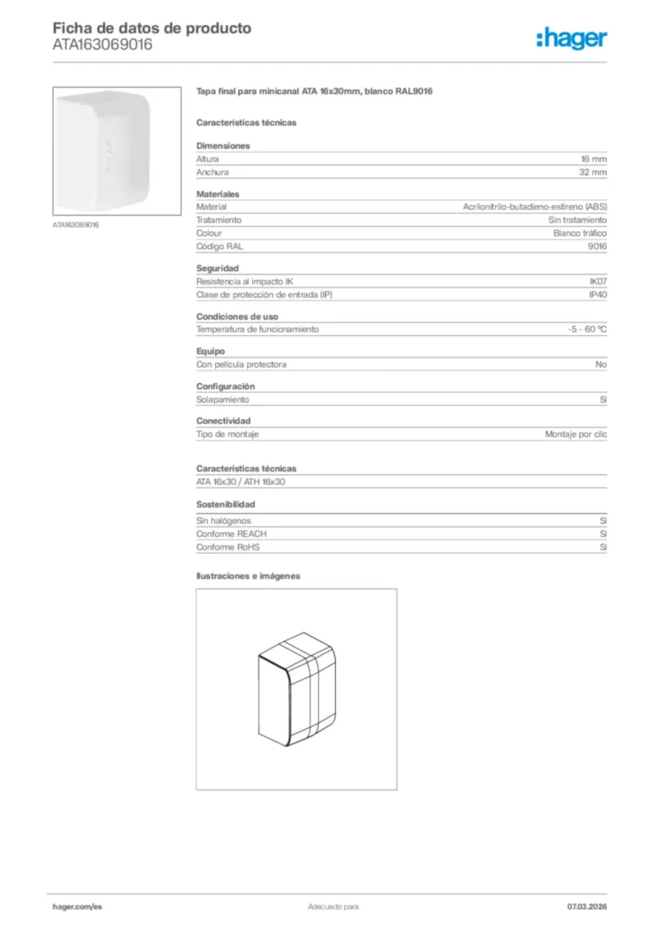 Imagen Hager Ficha de datos de producto ATA163069016 | Hager España