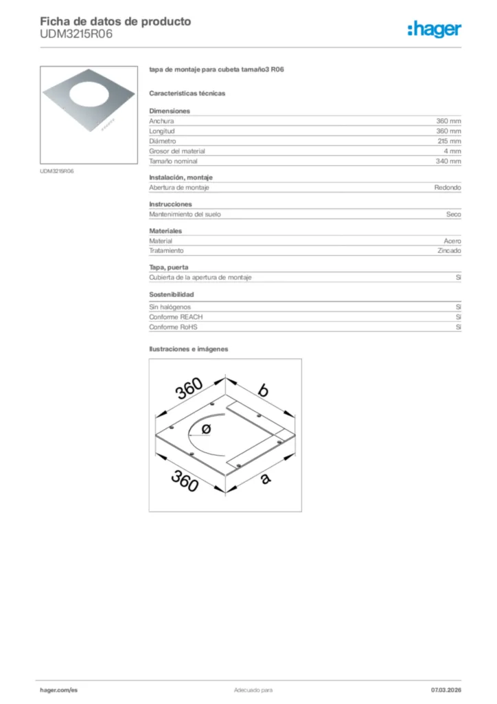 Imagen Hager Ficha de datos de producto UDM3215R06 | Hager España