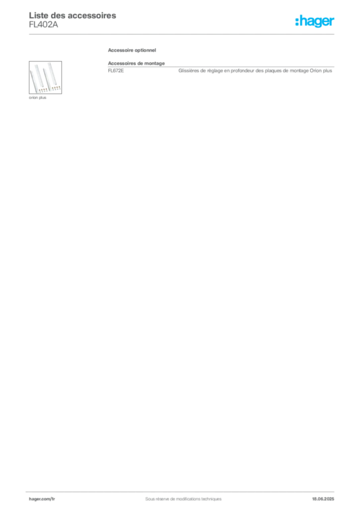 Image Hager Fiche technique du produit FL402A | Hager France