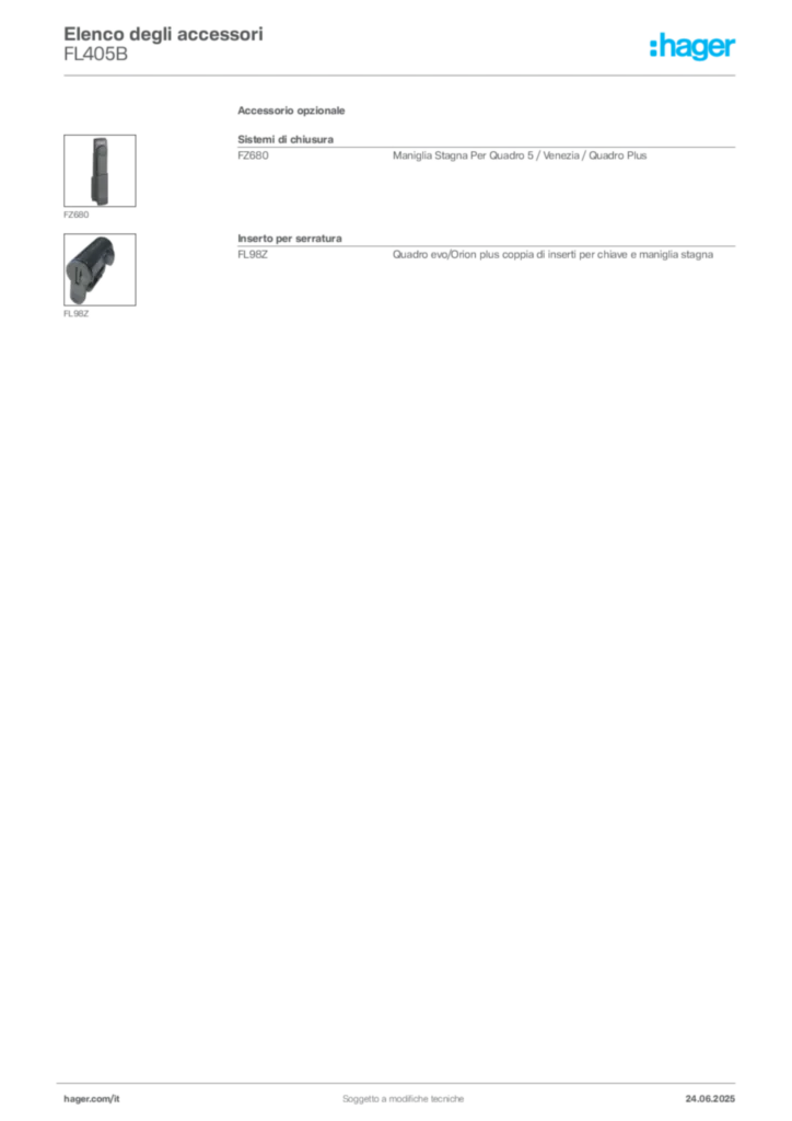 Immagine Hager Scheda tecnica del prodotto FL405B | Hager Italia