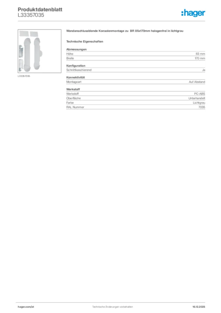 Bild Hager Produktdatenblatt L33357035 | Hager Deutschland