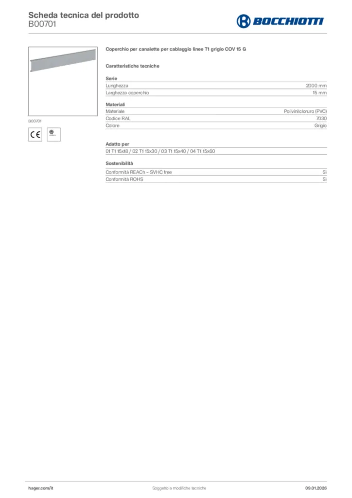 Immagine Bocchiotti Scheda tecnica del prodotto B00701 | Hager Italia