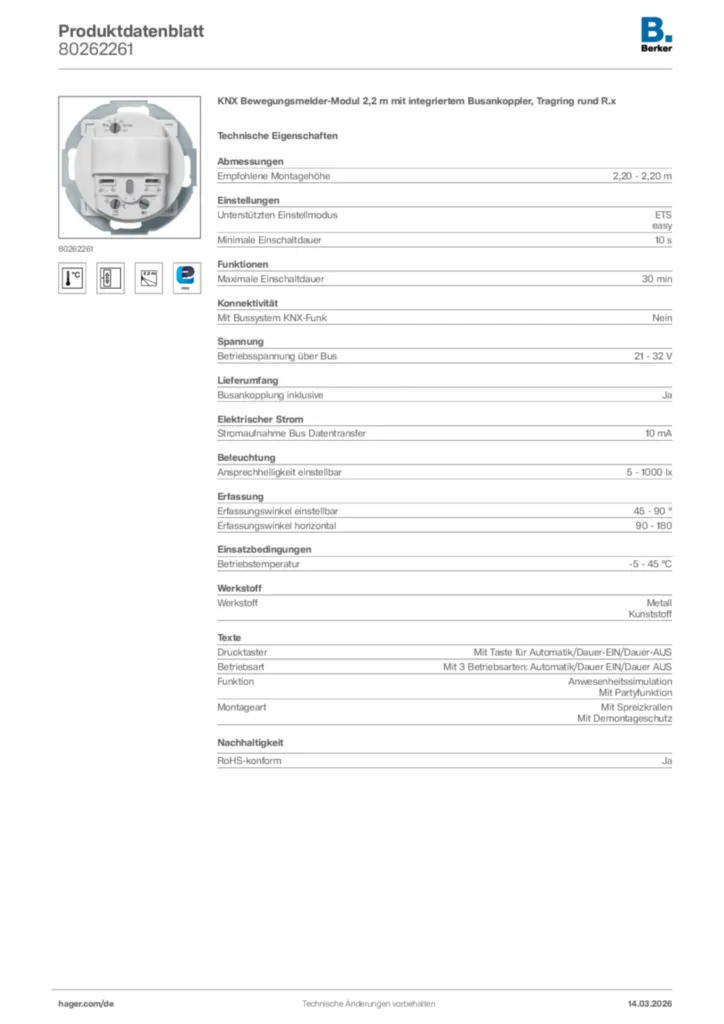 Bild Berker Produktdatenblatt 80262261 | Hager Deutschland