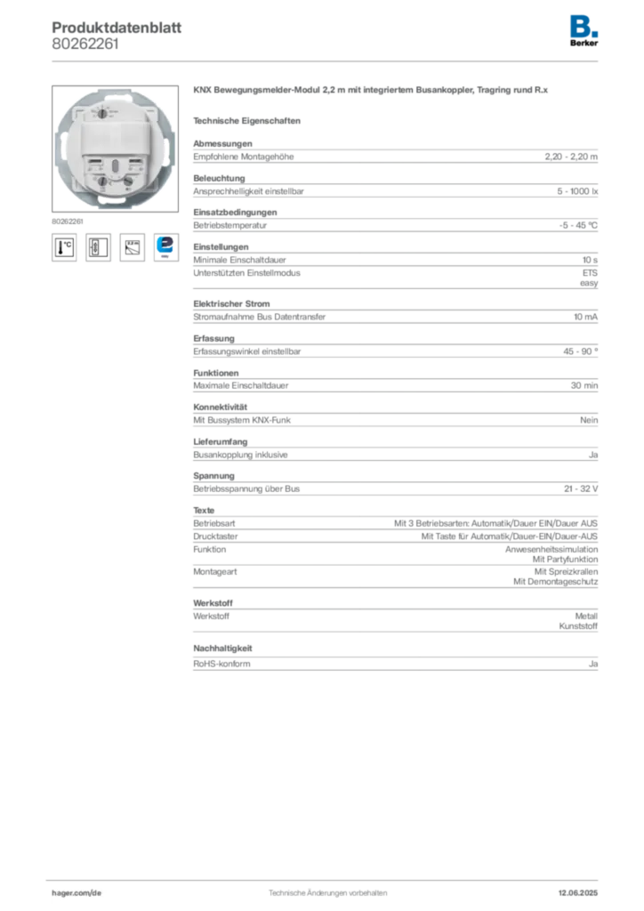 Berker Produktdatenblatt 80262261