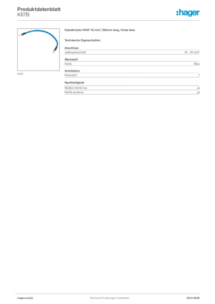 Bild Hager Produktdatenblatt K67B | Hager Deutschland