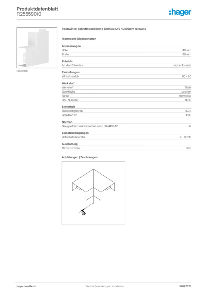Bild Hager Produktdatenblatt R25559010 | Hager Schweiz
