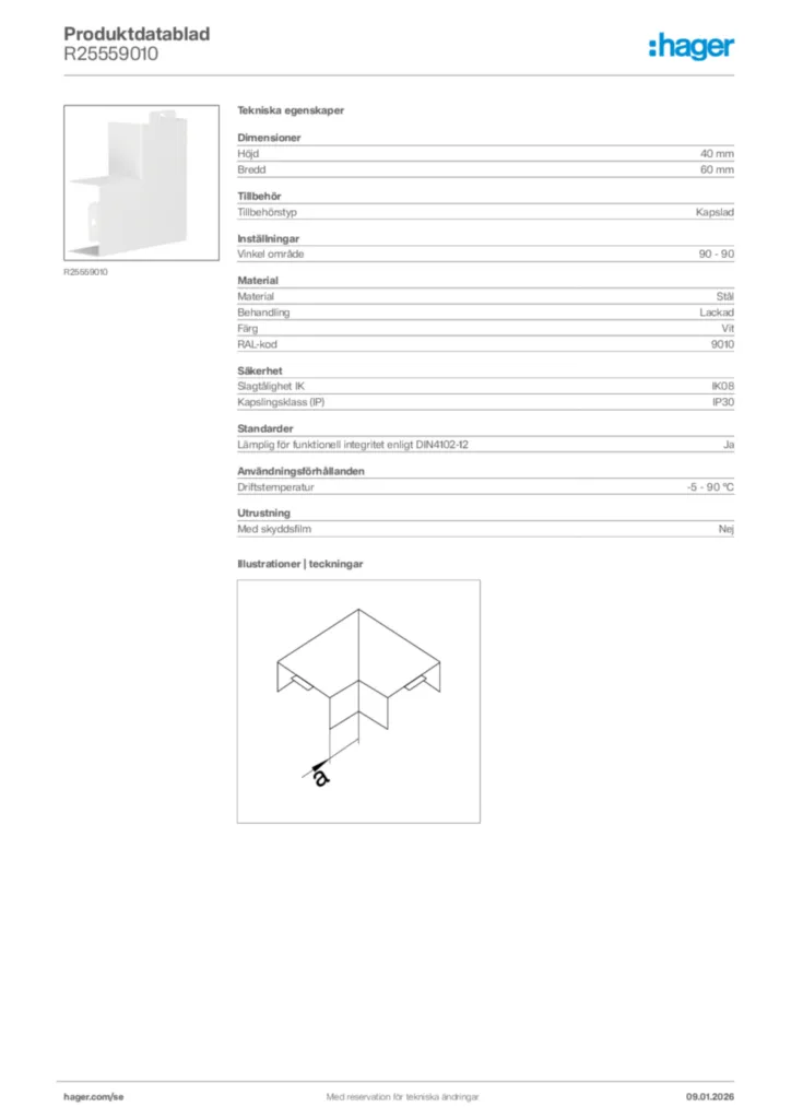 Bild Hager Produktdatablad R25559010 | Hager Sverige